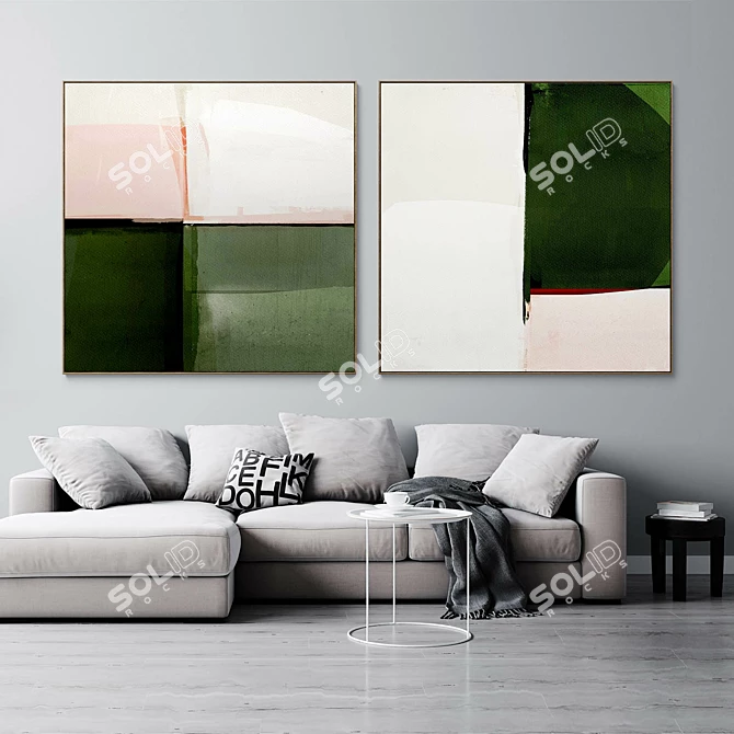 Abstract Square Photo Frames - Set of 2 3D model image 3