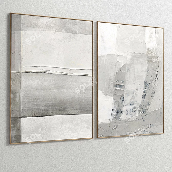 Elegant Dual-Frame Plaster Art 3D model image 4