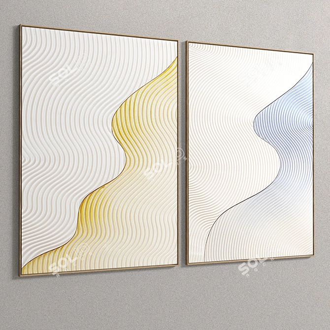 Dual Frame Set: Plaster and Wood 3D model image 4