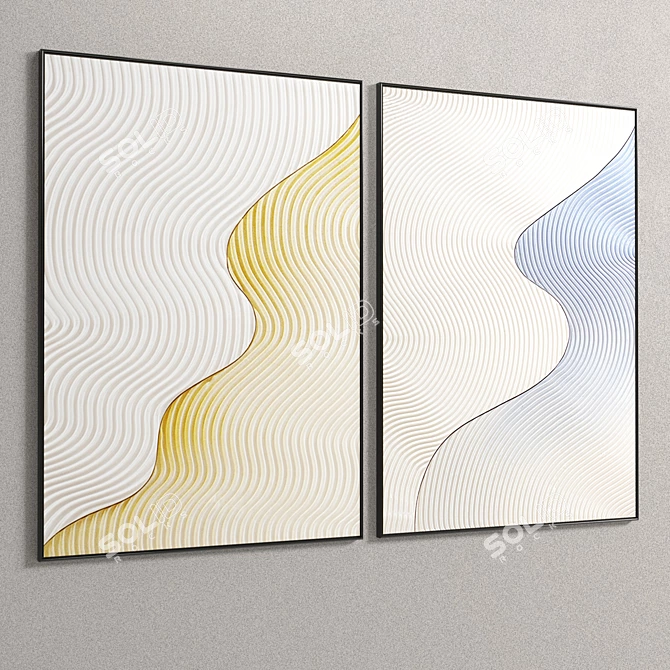 Dual Frame Set: Plaster and Wood 3D model image 5