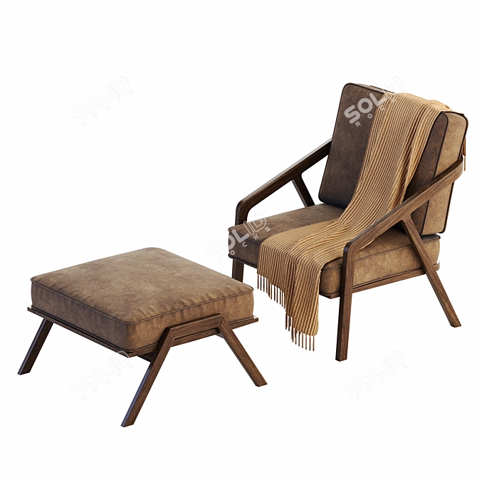 Minimalist KATAKANA Armchair 3D Model 3D model image 3