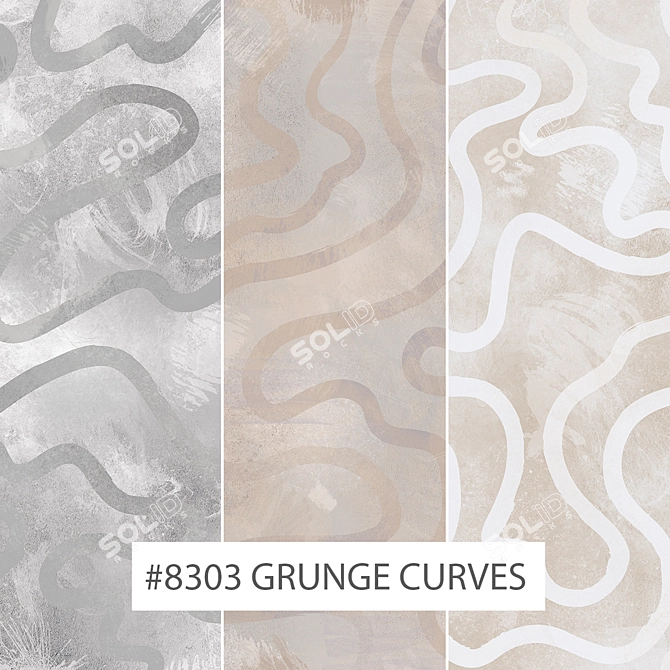 Title: Grunge Curves Eco Wallpapers – Enhance Your Space 3D model image 1