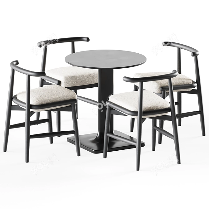 Elegant Dining Set: Plinto Table & Emilia Chair 3D model image 1