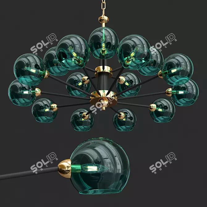 Thalia Blue Glass Chandelier: Elegant Lighting Solution 3D model image 2