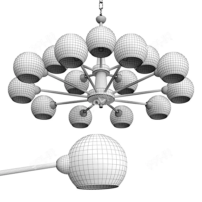 Thalia Blue Glass Chandelier: Elegant Lighting Solution 3D model image 3