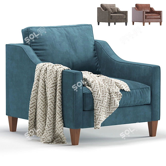 Paidge Velvet and Leather Chair: Elegant and Versatile 3D model image 1