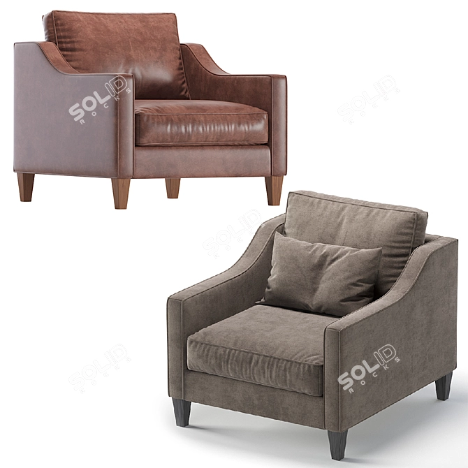 Paidge Velvet and Leather Chair: Elegant and Versatile 3D model image 2