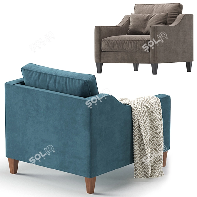 Paidge Velvet and Leather Chair: Elegant and Versatile 3D model image 3
