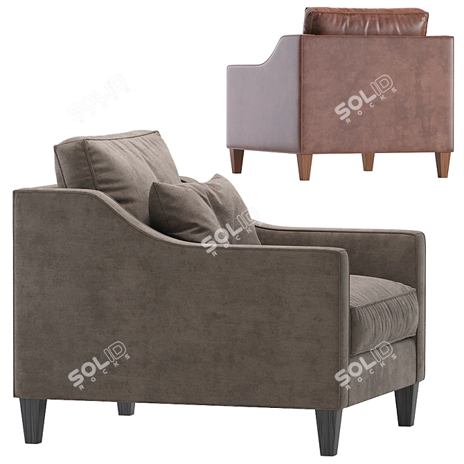 Paidge Velvet and Leather Chair: Elegant and Versatile 3D model image 5