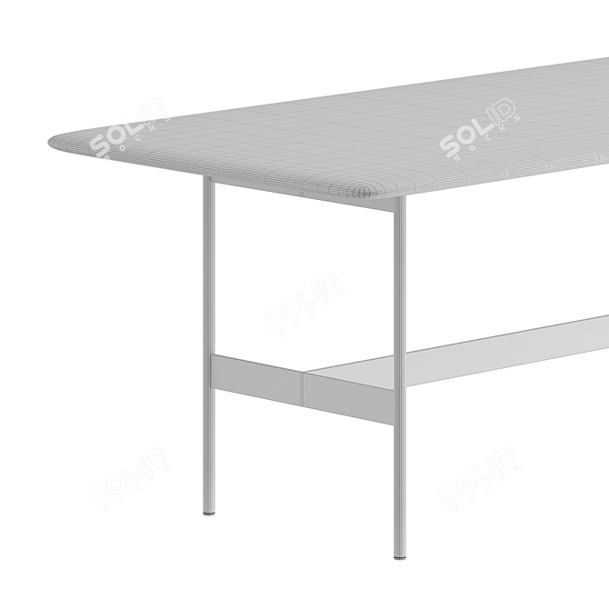 Modern Wood and Metal Dining Table 3D model image 5