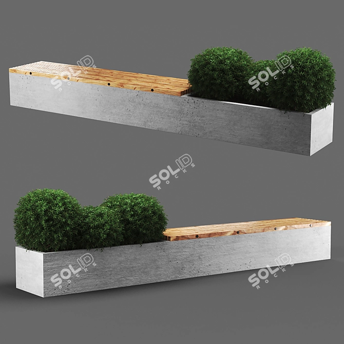 Sturdy 4m Bench with High Poly Count 3D model image 1