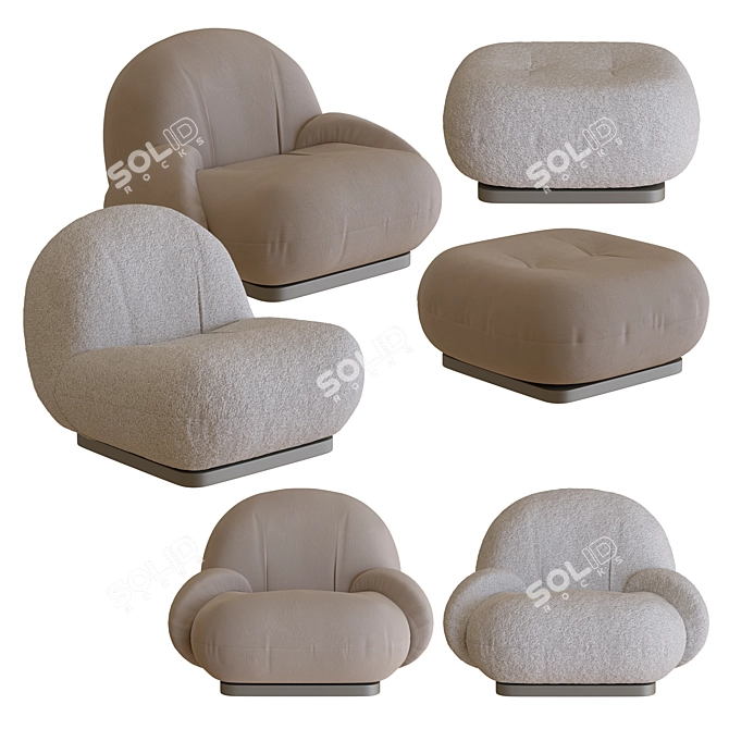 Elegant Pacha Lounge Chair 3D model image 1