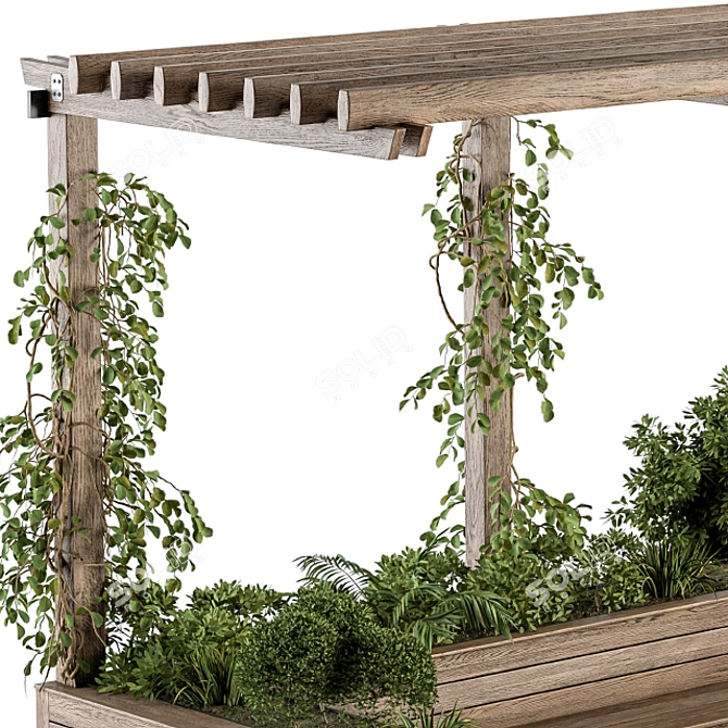 Rooftop Oasis: Pergola Garden Set 3D model image 4