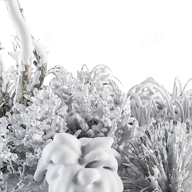 Snowy Outdoor Plants Set - 345V 3D model image 2