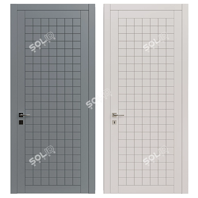 Modern Double Swing Door 3D model image 1