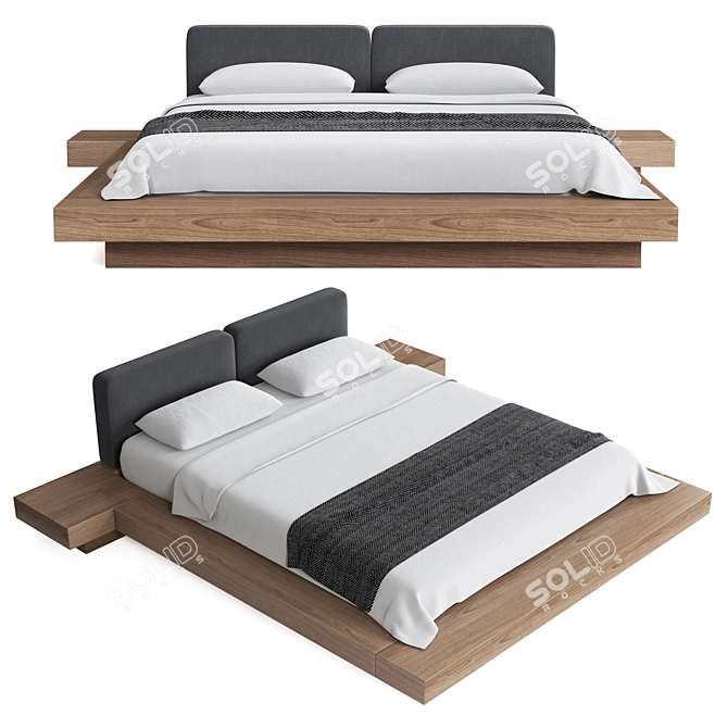 Elegant Mia Upholstered Bed 3D model image 1
