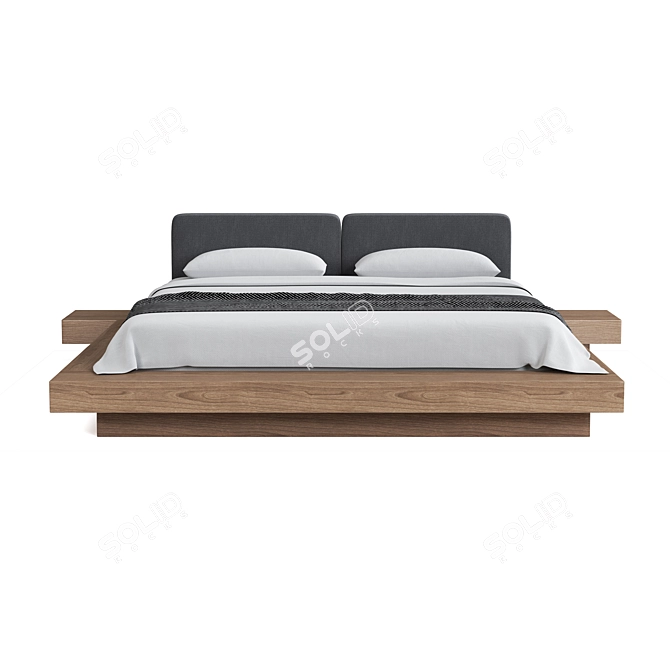 Elegant Mia Upholstered Bed 3D model image 2