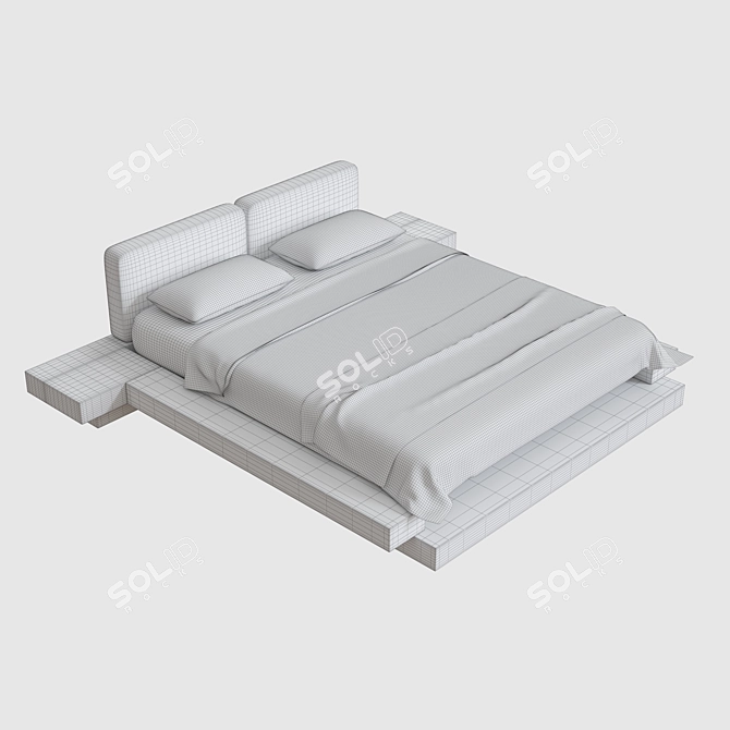 Elegant Mia Upholstered Bed 3D model image 4
