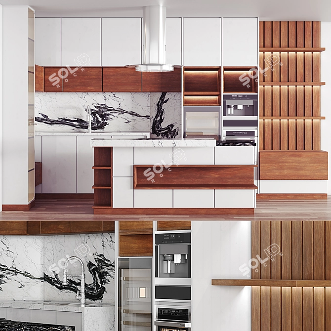 Sleek Kitchen 2015: 438.99 x 226.61 x 260.03 cm 3D model image 1