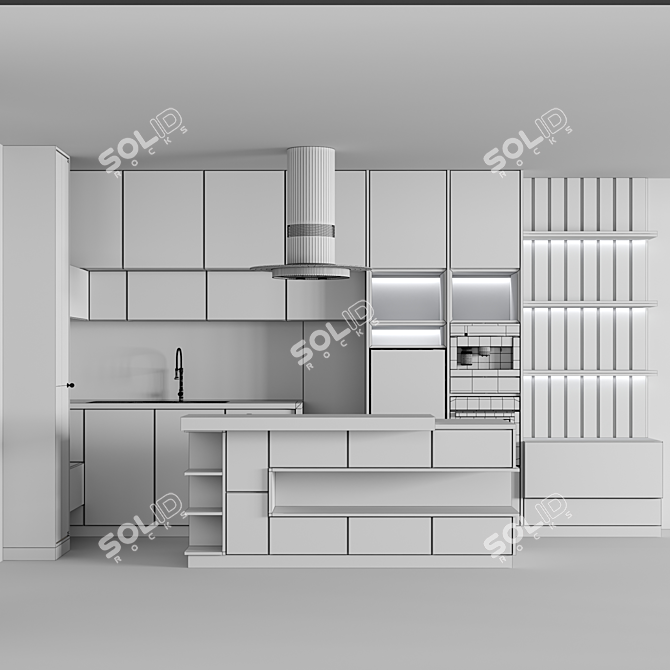 Sleek Kitchen 2015: 438.99 x 226.61 x 260.03 cm 3D model image 4