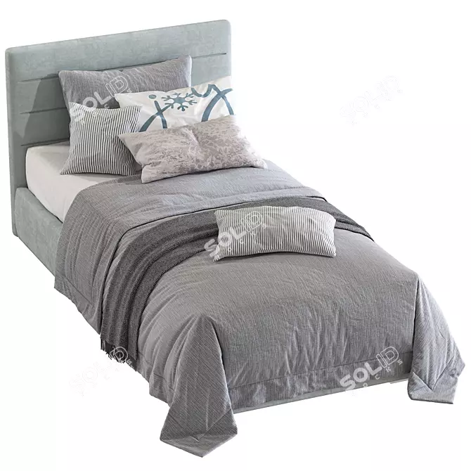 Modern Upholstered Twin Platform Bed 3D model image 3