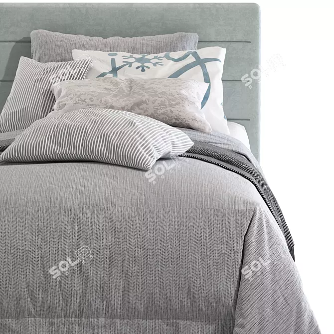 Modern Upholstered Twin Platform Bed 3D model image 6