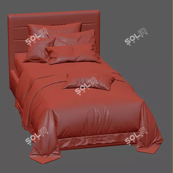 Modern Upholstered Twin Platform Bed 3D model image 7