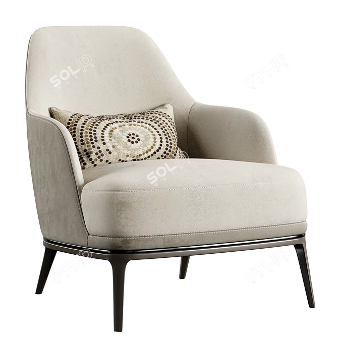Modern Poly M Armchair - Compact and Stylish 3D model image 2