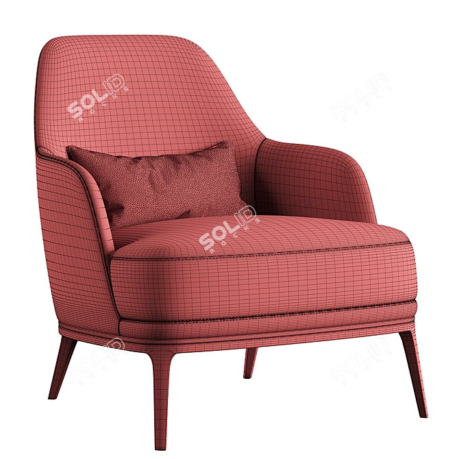 Modern Poly M Armchair - Compact and Stylish 3D model image 6
