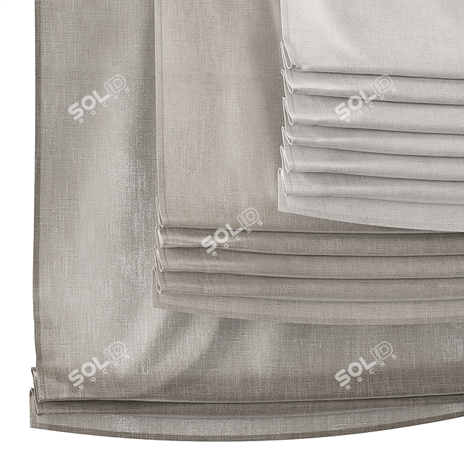 Roman Textured Curtains - Gray & Beige 3D model image 3