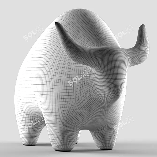 Handcrafted Albizia Wood Bull Sculpture 3D model image 7