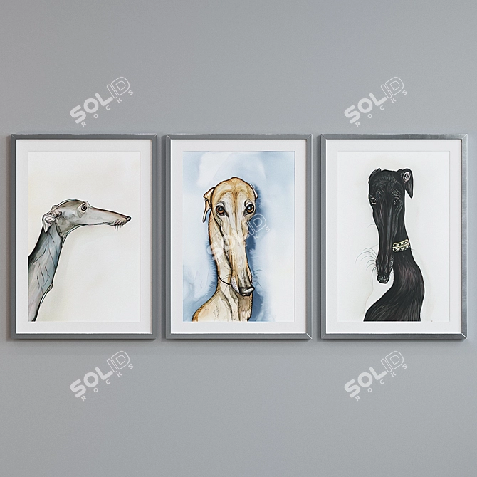 Modern Dog Picture Frame Set 3D model image 3