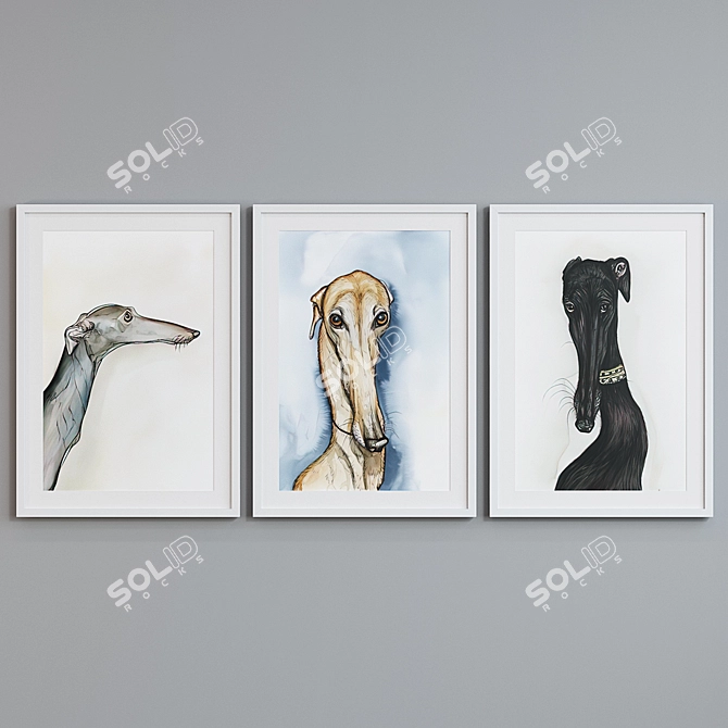 Modern Dog Picture Frame Set 3D model image 4