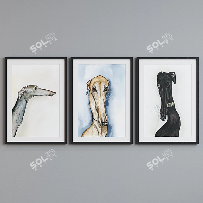 Modern Dog Picture Frame Set 3D model image 5