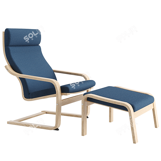 IKEA Poang Chair and Footstool Set 3D model image 3