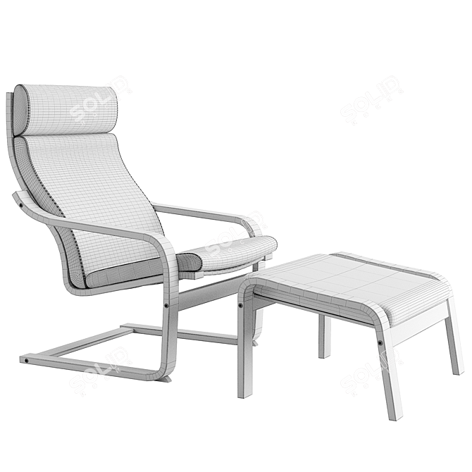 IKEA Poang Chair and Footstool Set 3D model image 7