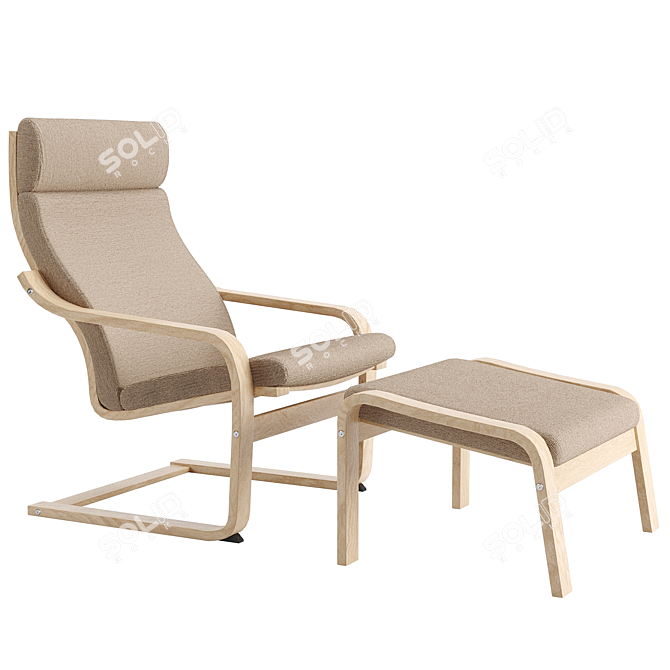 IKEA Poang Chair and Footstool Set 3D model image 14