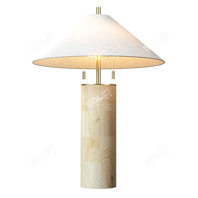 Artistic End Grain Wood Table Lamp 3D model image 3