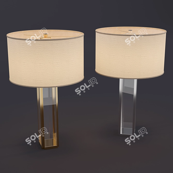 Refined Crystal Tower Table Lamp 3D model image 3