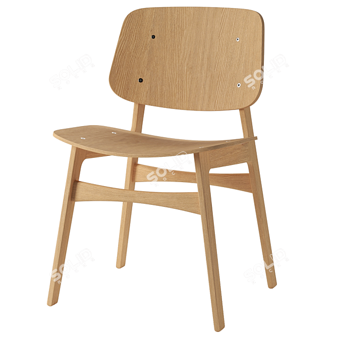 Vintage Soborg Wood Base Chair 3D model image 1