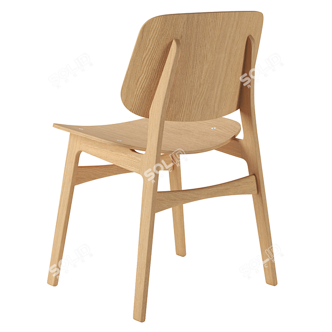 Vintage Soborg Wood Base Chair 3D model image 2