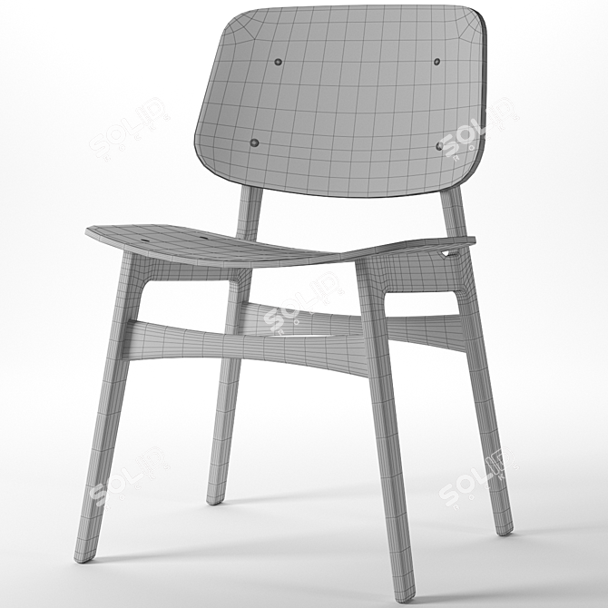 Vintage Soborg Wood Base Chair 3D model image 3