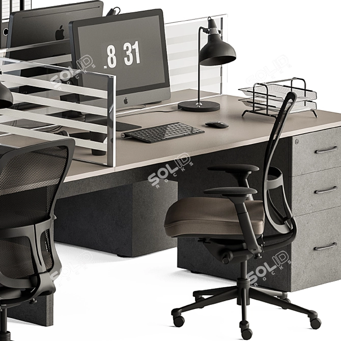 Modern Employee Office Set 3D model image 4