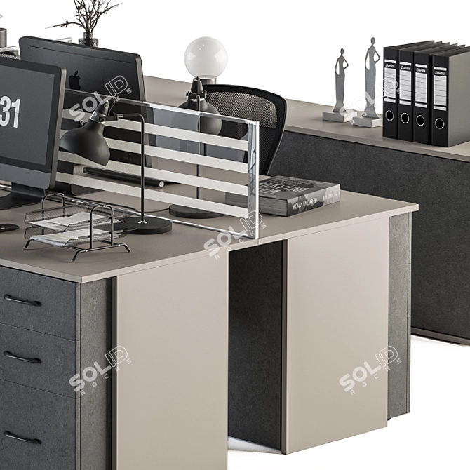 Modern Employee Office Set 3D model image 5