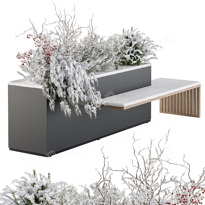 Snowy Urban Bench: Set 30 3D model image 2