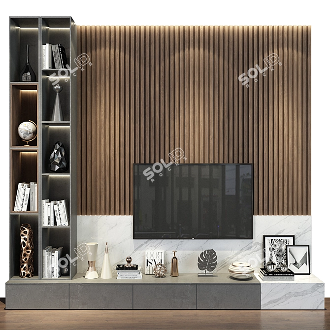 Modular TV Wall Set | Customizable & Easy to Install 3D model image 1