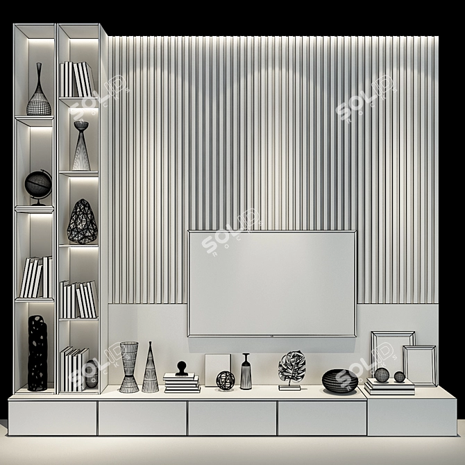 Modular TV Wall Set | Customizable & Easy to Install 3D model image 2