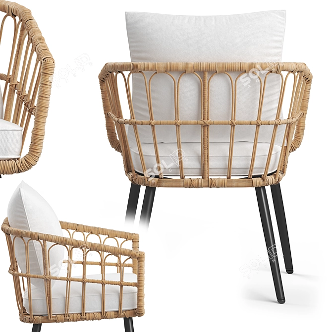 Aliyah Rattan Armchair - Stylish and Comfortable 3D model image 2