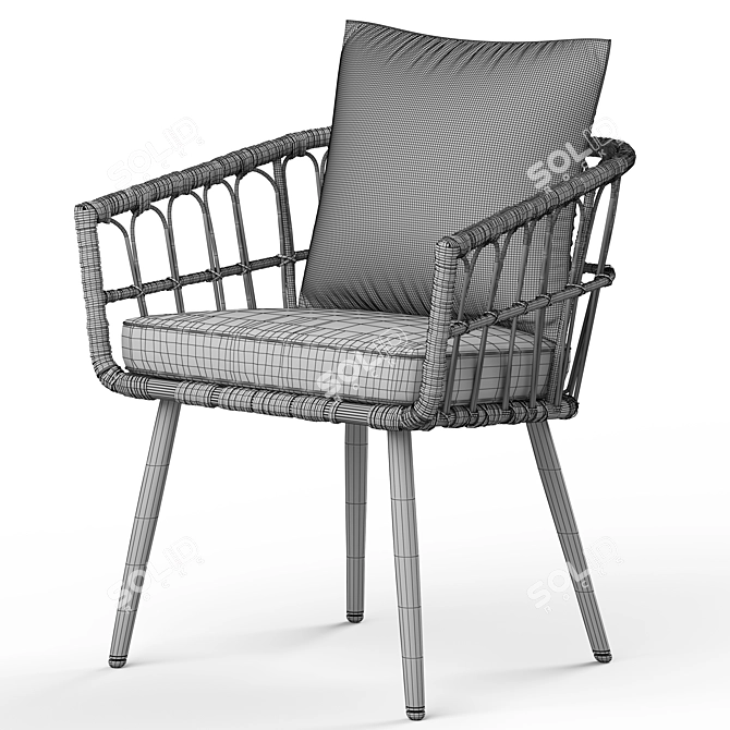 Aliyah Rattan Armchair - Stylish and Comfortable 3D model image 6