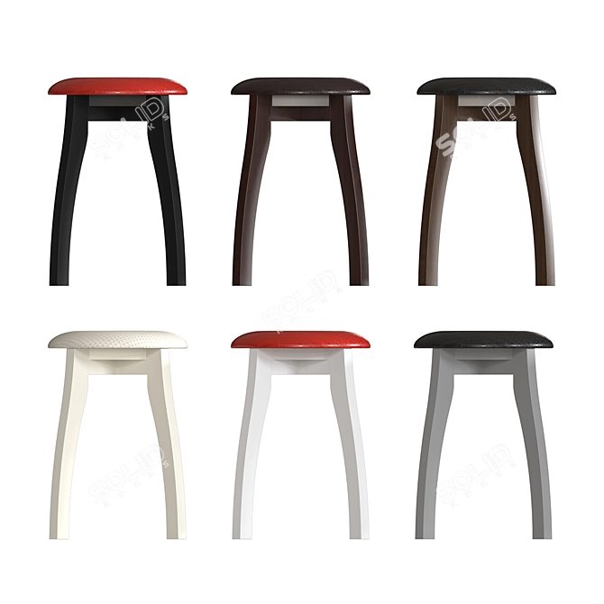 Lugo Array Om: Stylish Stool with Soft Seat 3D model image 2